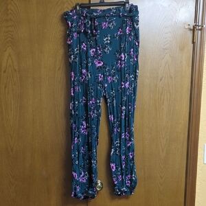 Torrid Floral Wide Leg Pants - Teal and Purple